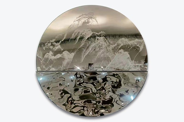 Custom Round Stainless Steel Wave Wall Sculpture – Abstract Mirror Art for Modern Interiors